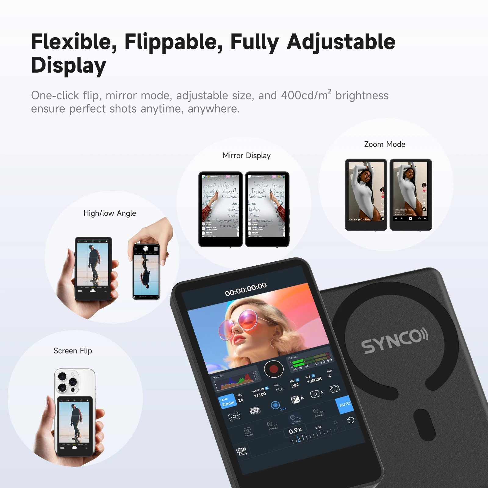 synco-xview-m4-ecran-de-moniteur-de-selfie-magnetique-sans-fil-pour-smartphone-selfie-vlog-enregistrement-video-en-direct-vs-shimbol-kingma