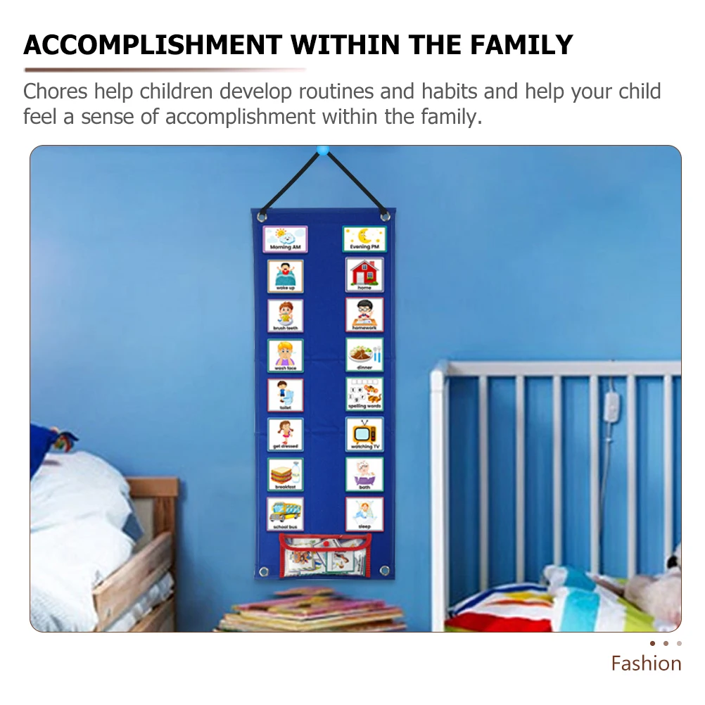 

Visual Schedule Toddler Kids Chart Home Pocket Routine for Daily Polyester Board Work