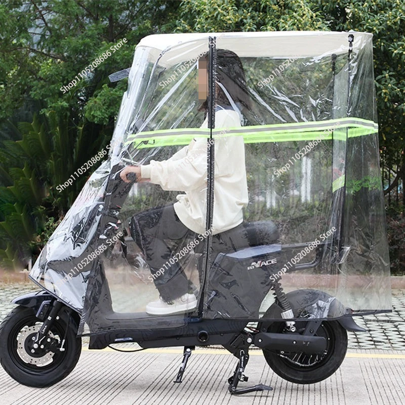 Electric Bike Sunshade Cover Full Enclosure Windproof Rain Shelter for Scooter Motorcycle