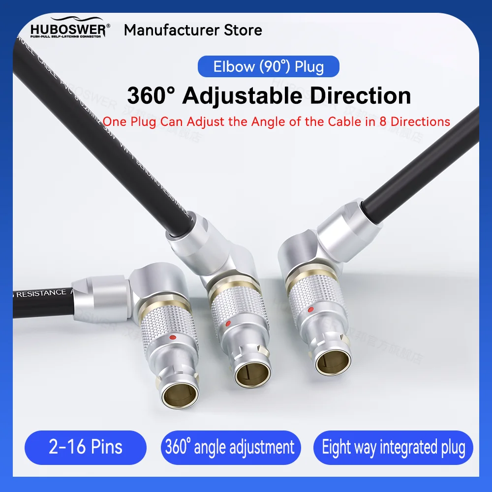 Anglissimo Adjustable Right Angle Plug FSG 0B 1B 3B Series 2 3 4 5 6 7 8 9 10 12 14 16 30 32Pins Push-Pull Connectors