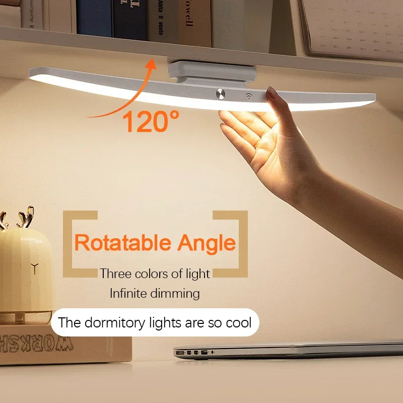 LED Desk Lamp Hanging Magnetic Table Lamp Touch Usb Rechargeable Stepless Dimming Cabinet Closet Wardrobe Portable Night Light