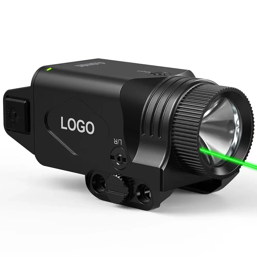 1000 LM Tactical Gun Light USB Charging Red Green Dots Sight Built-In Battery Sport Outdoor Flashlight Fits 20mm Rail