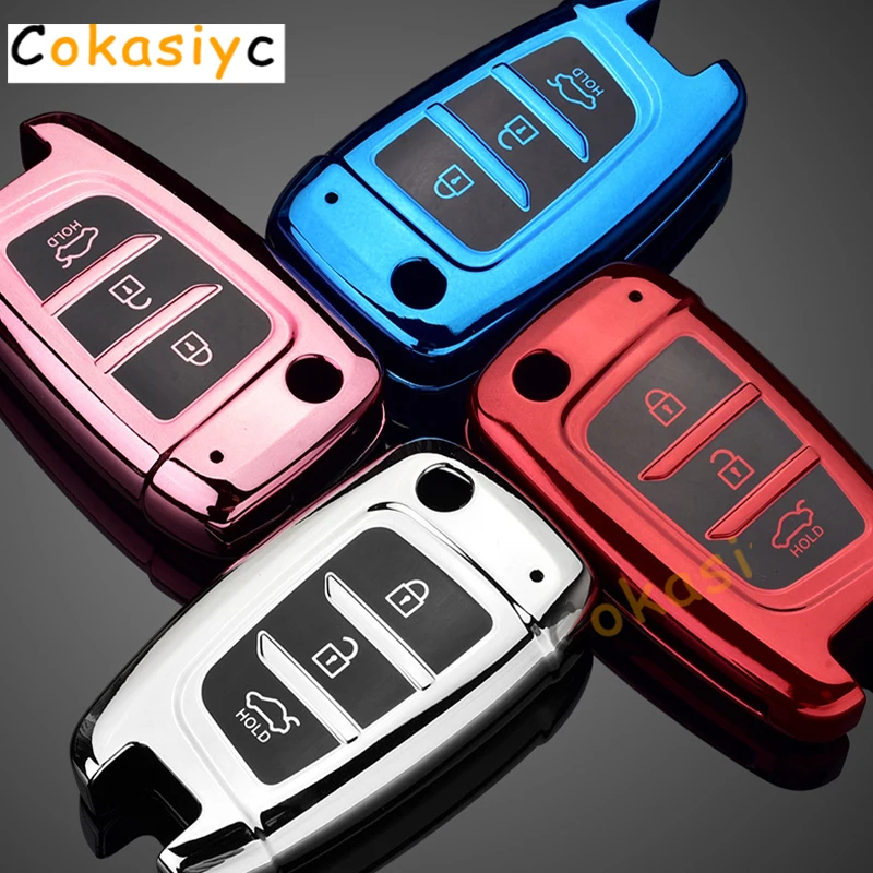 Soft TPU Car Remote Key Case Cover Shell For Hyundai Elantra Solaris 2017 Santa Fe Verna Tucson i35 i40 Genesis Auto Accessories