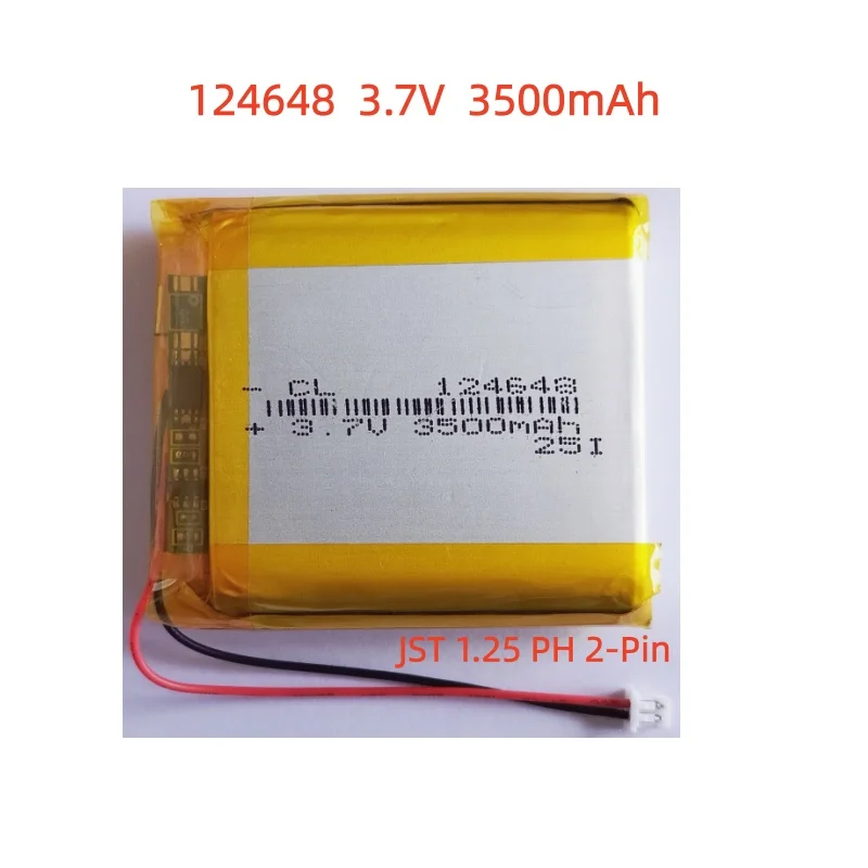 

124648 3.7V 3500mAh 1.25mm 2Pin Plug Lithium Polymer Battery For Open Source Console R36S Handheld Game Console Machine