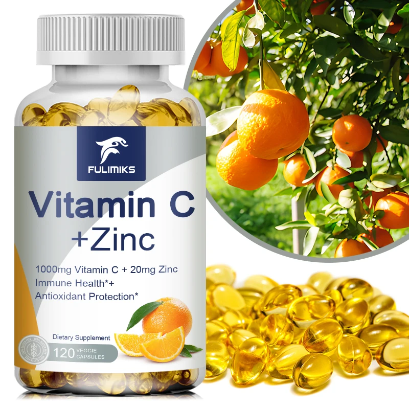 Premium Vitamin C & Zinc For Energy Production Improve Complexion Brighten Skin With Daily Vitamin Supplement