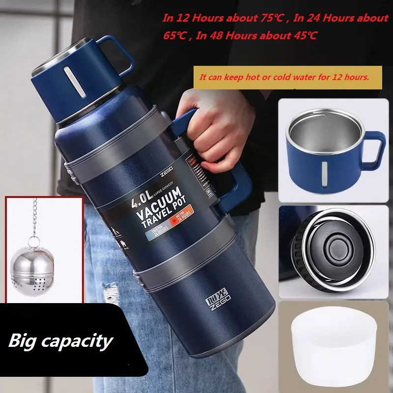 

304 Stainless Steel Big Capacity Thermos Bottle 3L /4L Outdoor Travel Coffee Mugs Thermal Vaccum Water Bottle Thermal Mug