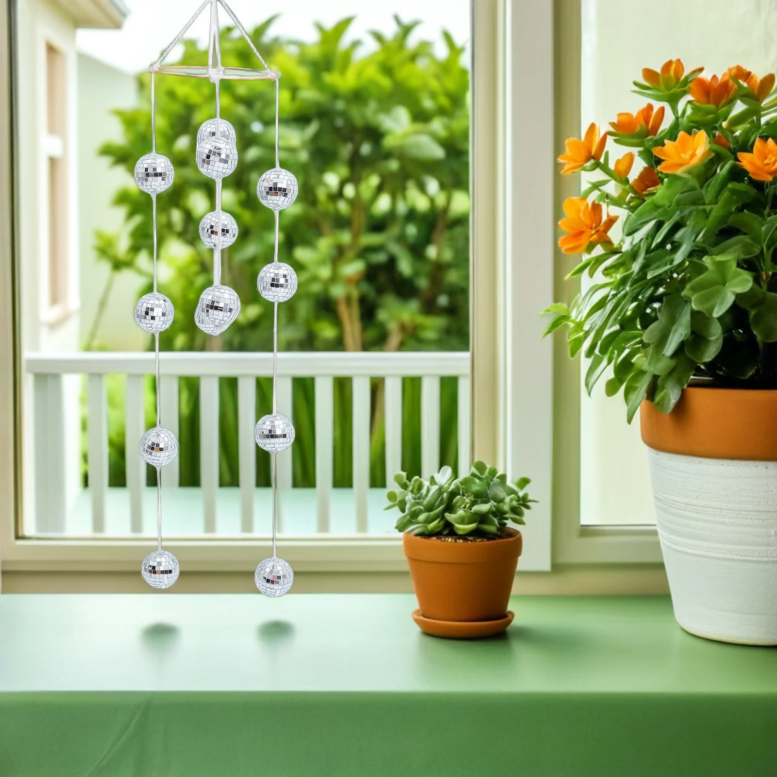 

Disco Ball Wind Chime Mirror Balls Hanging Outdoor Garden Patio Balcony Decorative Windbell Sun Catcher Party Props Decoration