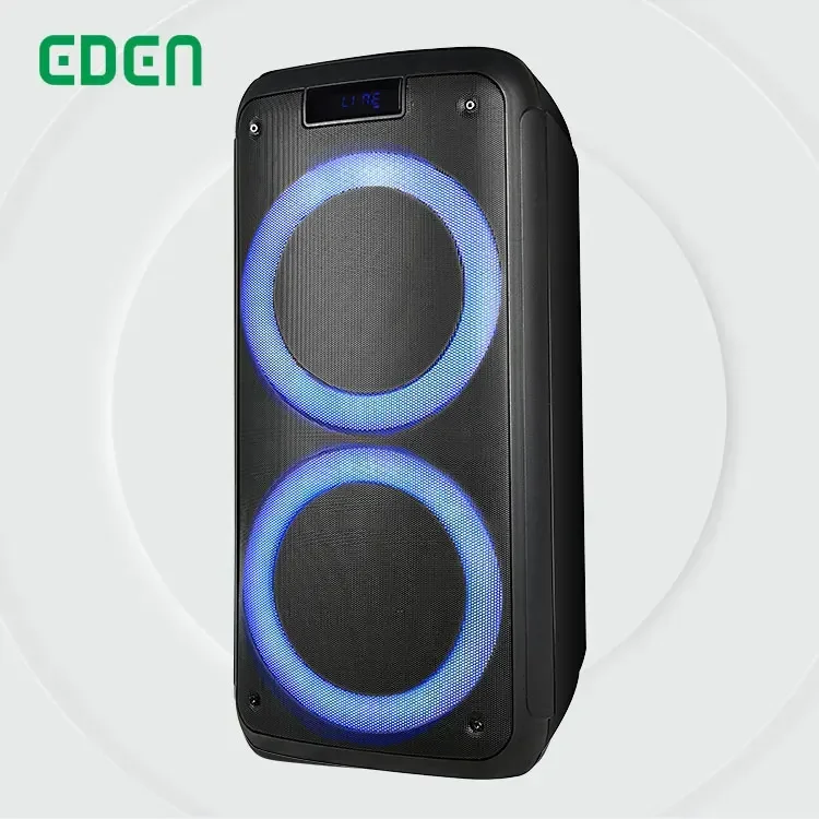 EDEN Stock Blue tooth Speaker Partybox TWS Dual 8 inch Wireless BT Karaoke Portable dj box Rechargeable LED Light Party Speaker