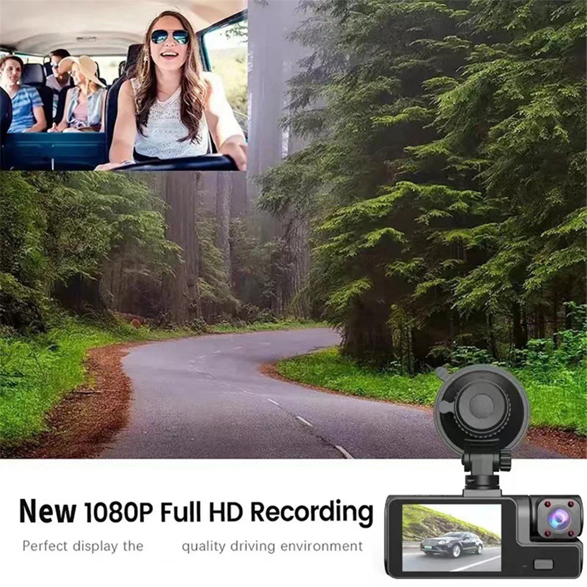 

Unique Driving Recorder HD 1080P 2 Inches Screen 3 Way with Wifi 3 Lens Parking Monitoring with Night Vision Car DVR Recorder
