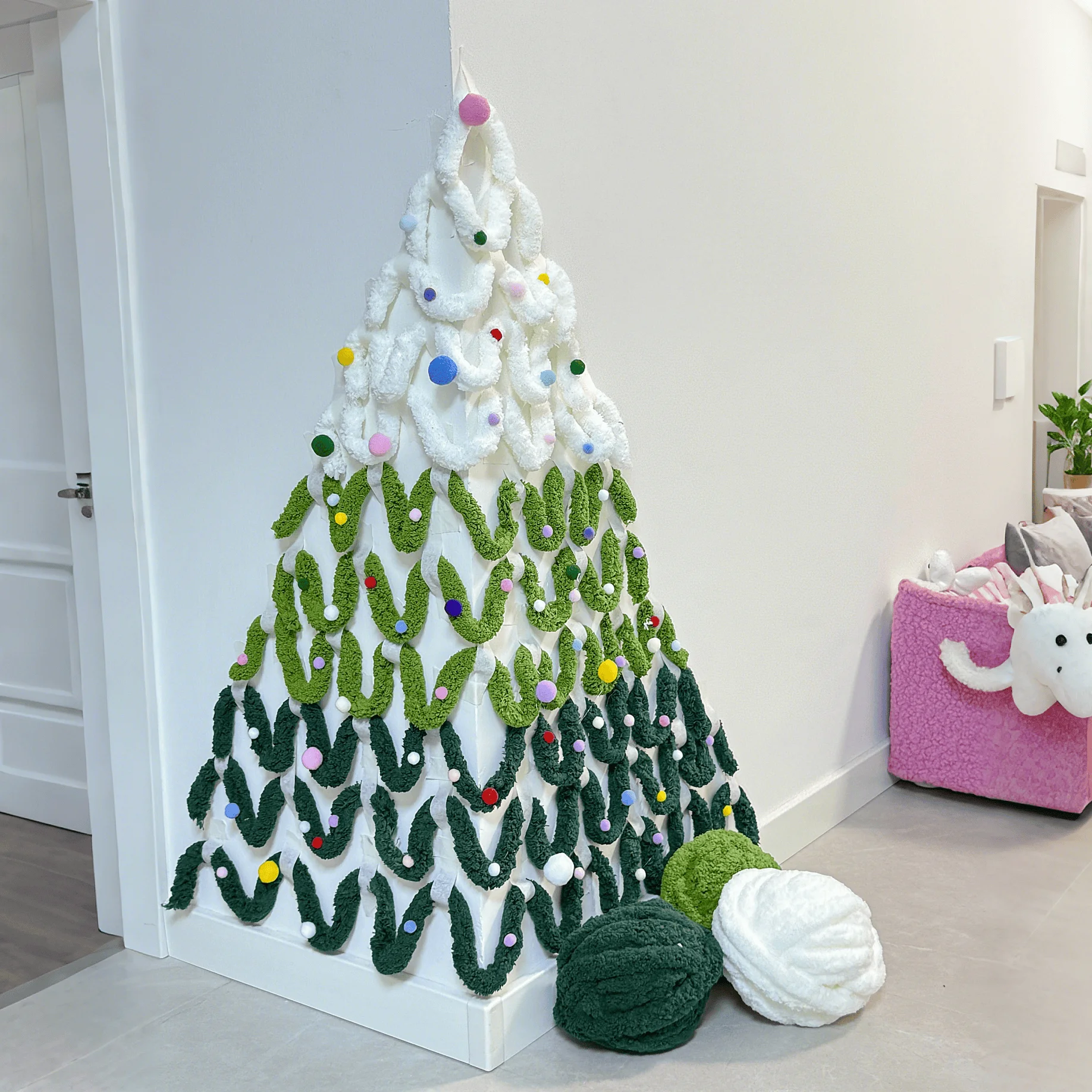 جو المنزل الديكور ركن شجرة عيد الميلاد DIY المواد حزمة عيد الميلاد الديكور الصوف السميك شجرة عيد الميلاد الديكور