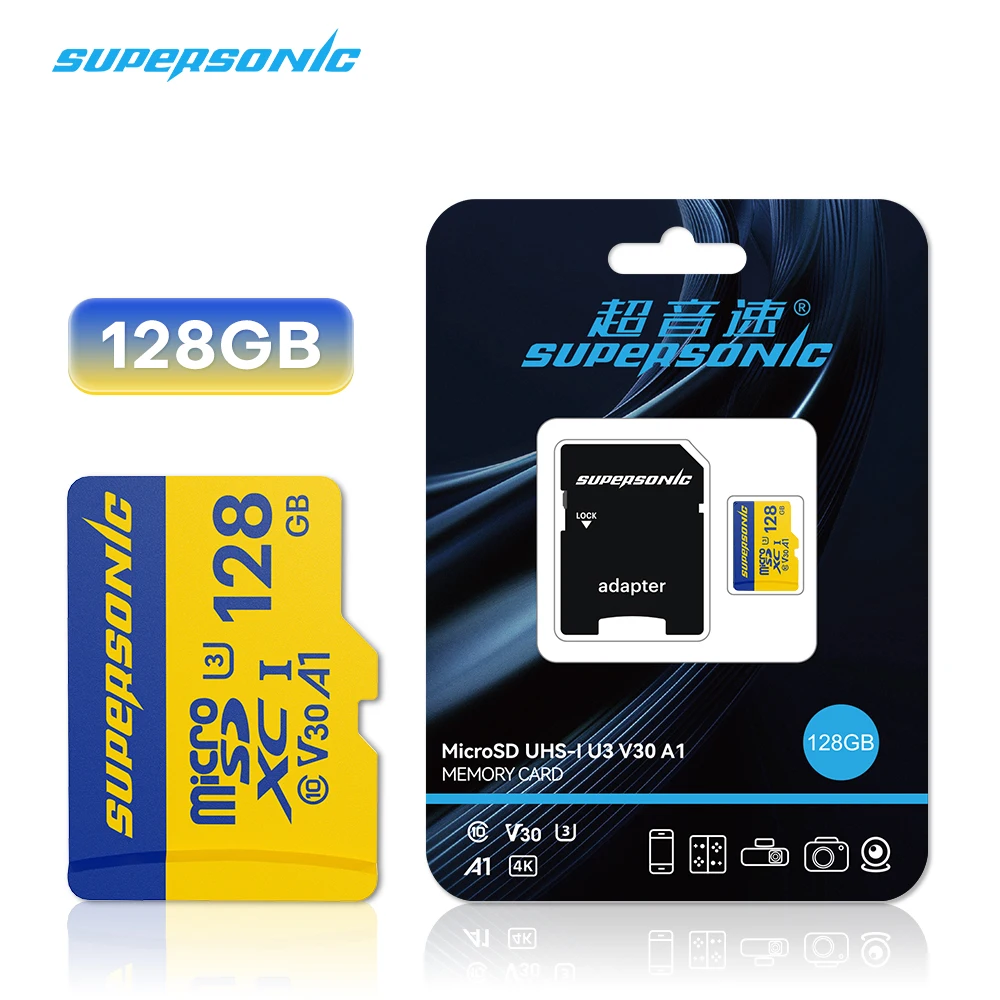 

Карта флэш-памяти Supersonic Micro Sd Tf Card 128 ГБ 256 ГБ A1 V30 U3 32 ГБ 64 ГБ Карта памяти Microsd для камеры с монитором дрона