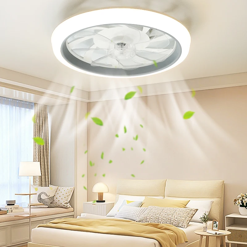 LED Ceiling Fan Light Simple and Cool Style Remote Control with Infinite Dimming 6 Levels of Wind Speed Living Room Bedroom