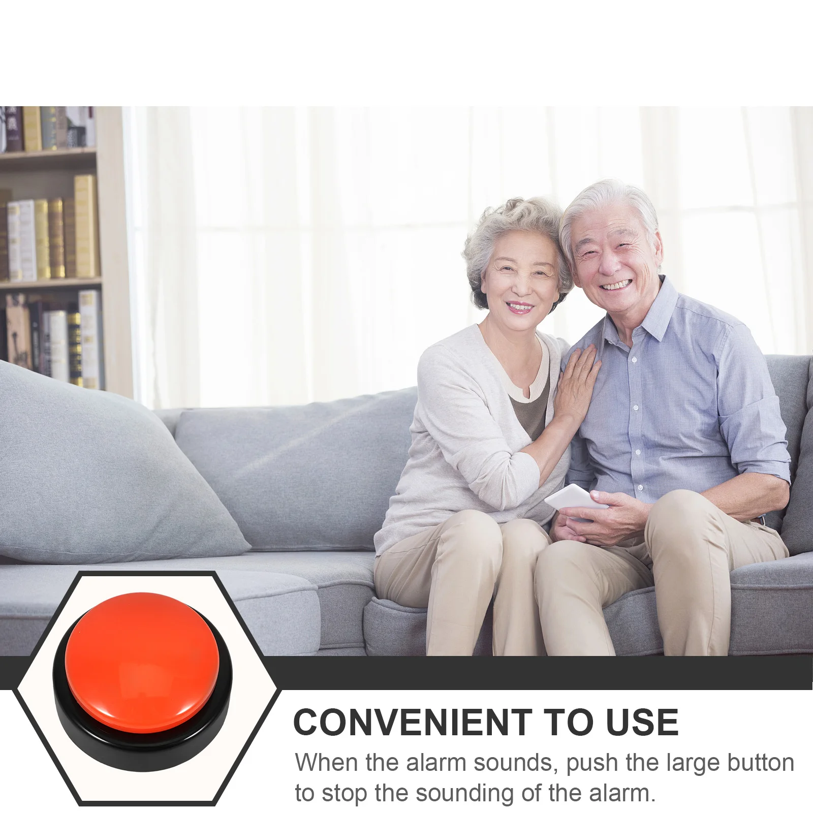 

Large Button Alarm Orange Black Design Without Tells Time Date Week Easy Use Safe Convenient Reusable Longtime Volume