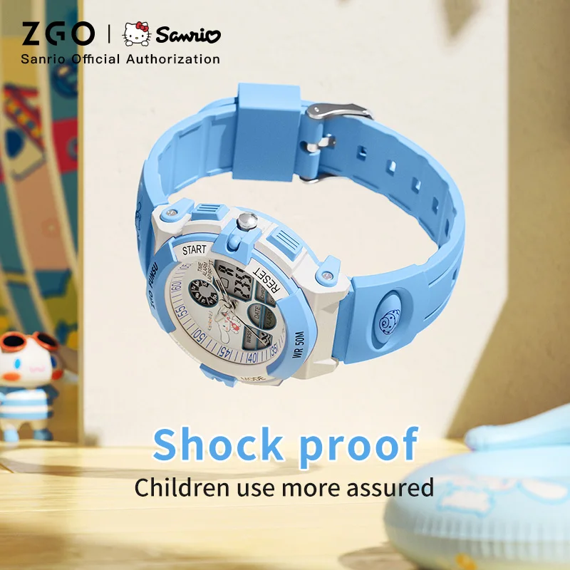 ZGO X Cinnamoroll Sanrio Children\'s Watch For Kids Waterproof Luminous Electronic For Girls Boys Glowing Watch 3151