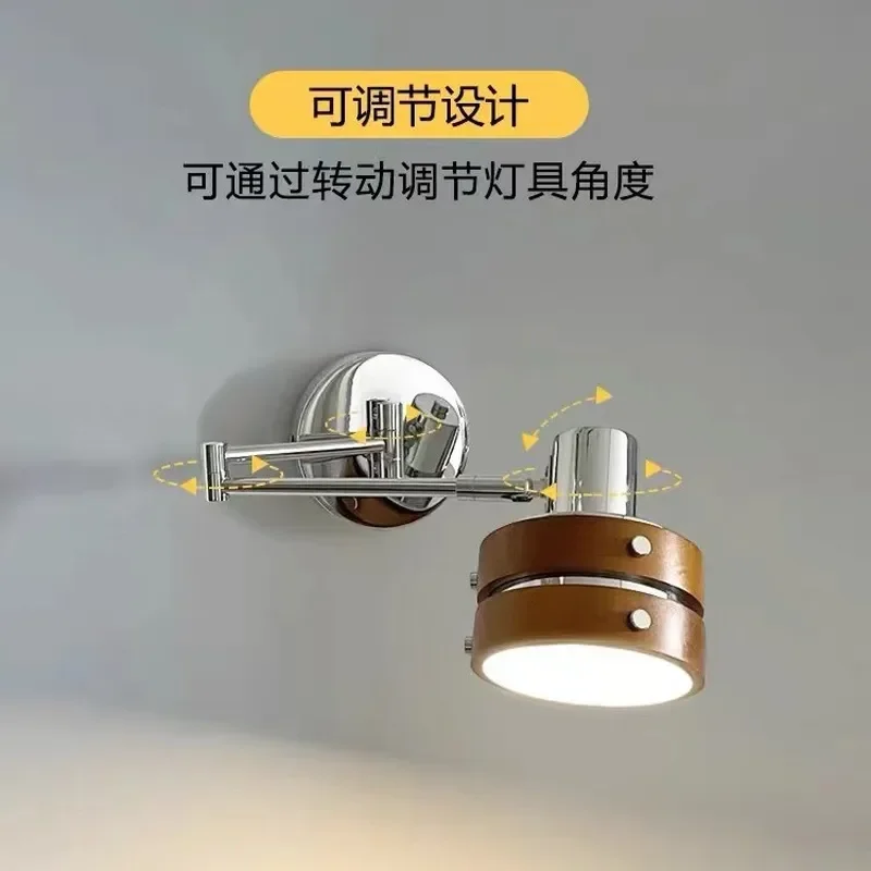 for Medieval Bedroom Bedside Chandelier Bauhaus American Retro Rocker Arm Wall Lamp for Restaurant Bar Background Wall