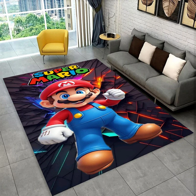 Cartoon M-Mario Bros Game Tapijt Tapijt voor Speelkamer Slaapkamer Woonkamer Bank Home Decor, kinderen Gebied Tapijt Antislip Vloermat Gift