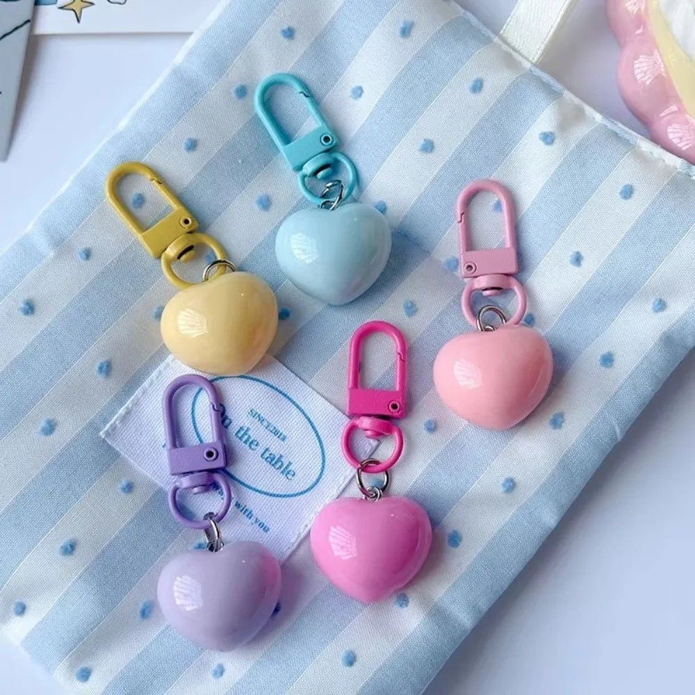 Candy Color Resin Heart Keychain Resin Material Compact Size Cute Lightweight Design Heart Shape Kawaii Heart Keyring