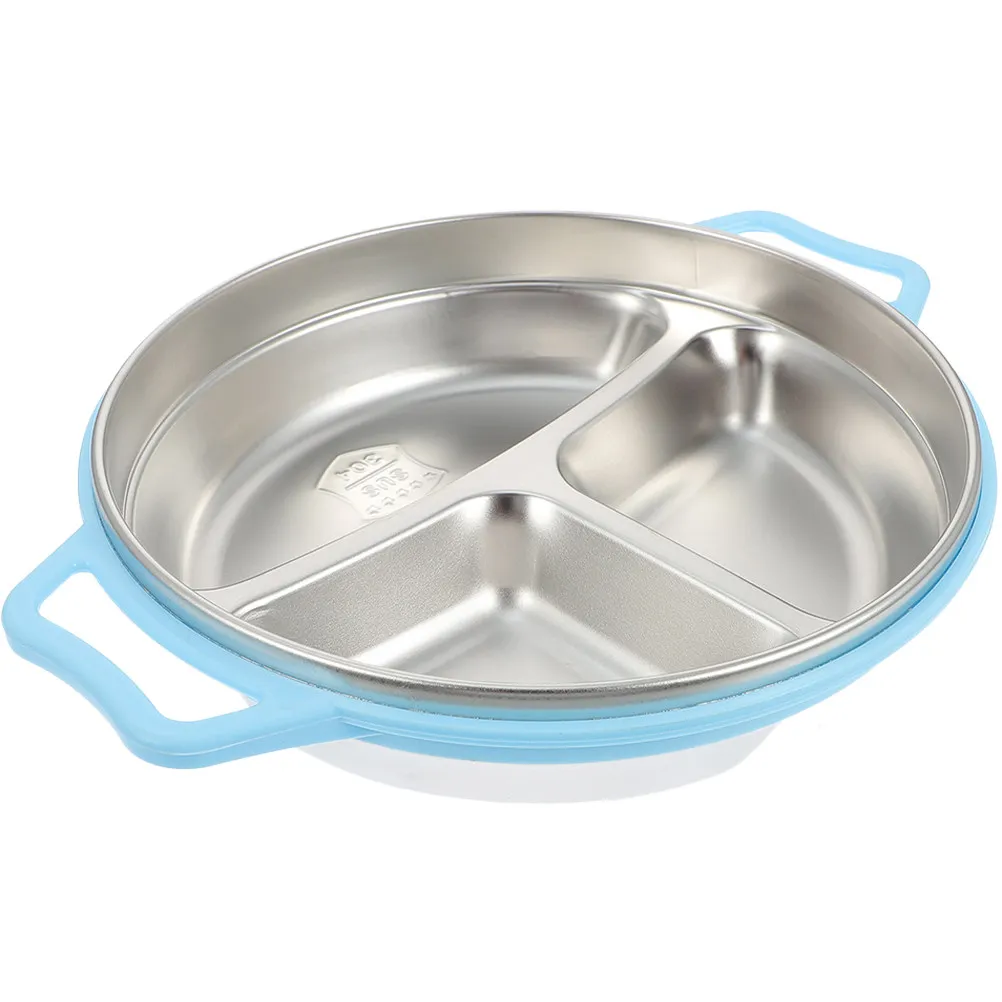 Divided Food Stainless Steel Kids Serving Storage Dish Compartment Plate For Toddlers Microwave Safe Dishwasher Proof