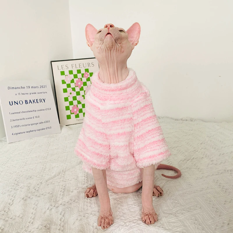 Winter Cat Clothes Soft Cozy Warm Fleece Sphynx Costume Puppy Kitten Jacket Coat Pet Sweater for Sphinx Devon Cats