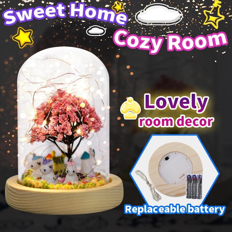 DIY nightlight micro-landscape handmade gifts, romantic Valentine\'s Day gifts, creative handmade fairy lamp toys, immortal flowe