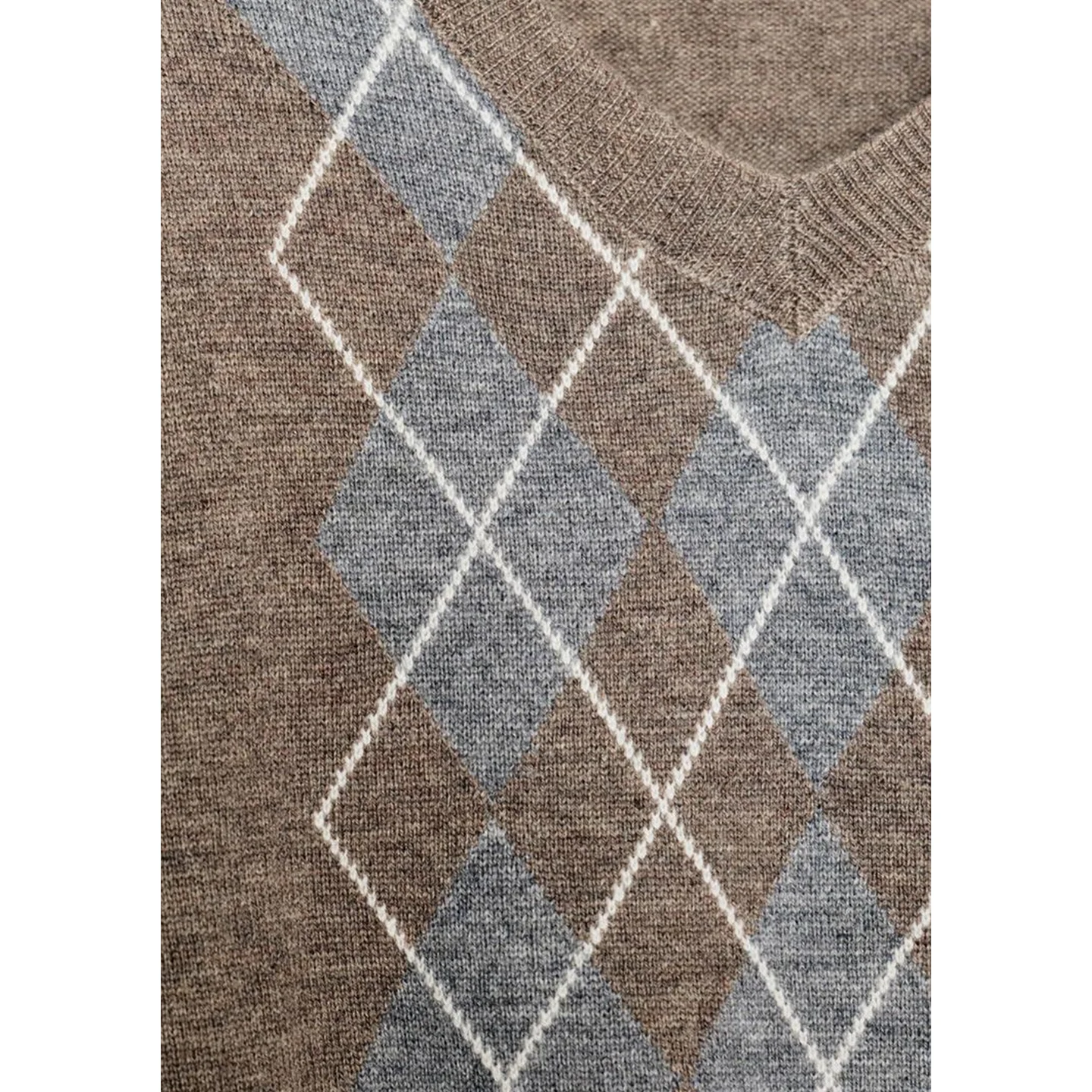 

Свободный крой V-Ne Long Sve с ромбовидным узором, вязаный топ, женский повседневный вязаный топ из полиэфирного волокна, осеннее новое поступление