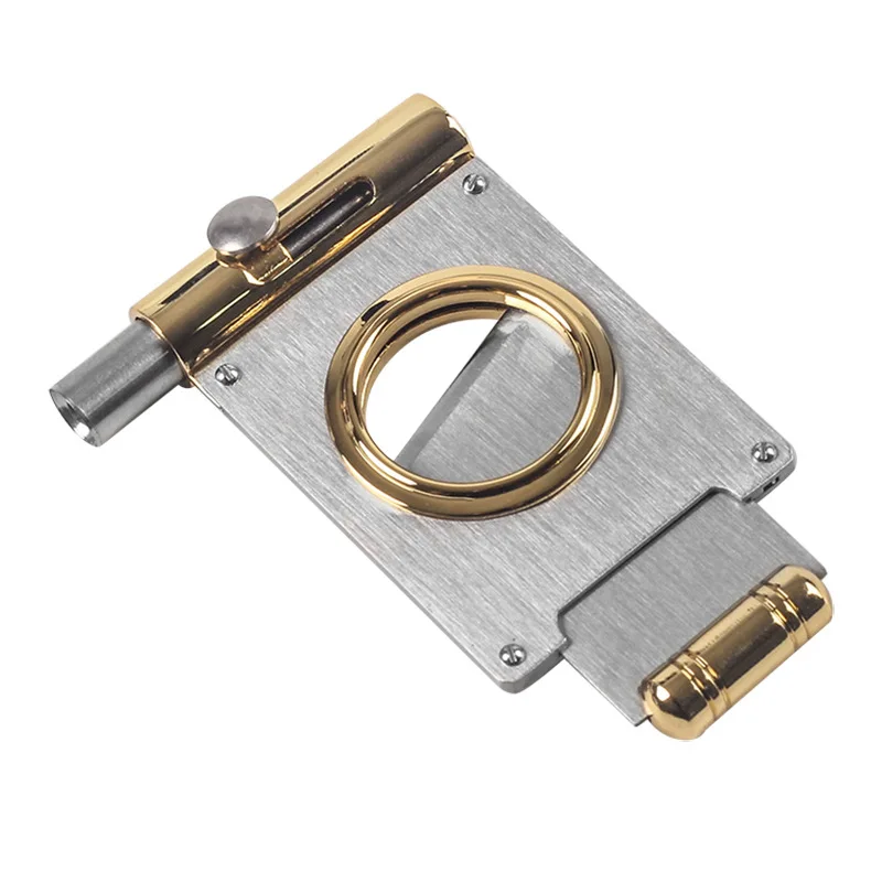 Stainless Steel Cigars Cutter Punch Pocket Metal Cigar Cutter Sharp Blade Cigar Guillotine Portable w Cigar Punch