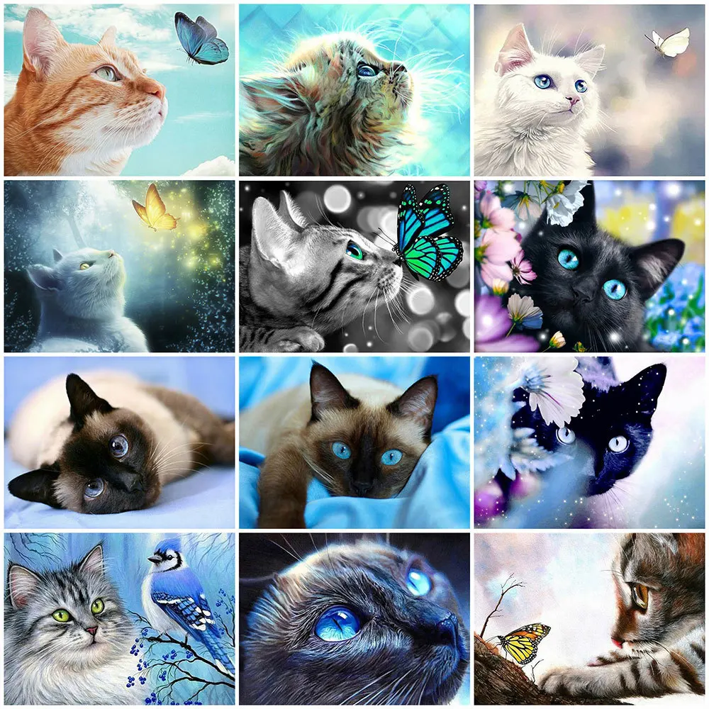 HUACAN 5D DIY Diamond Painting Cat Full Drill Square Diamond