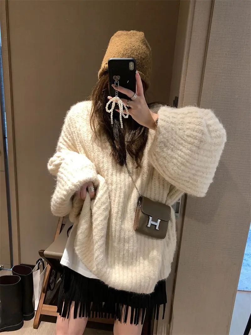 

Sweaters Jumpers Pullovers Woman Teen Cashmere Writer Pattern Slim-Fit Tassel Knitwear Journalism Multicolor Cute Career Leisure