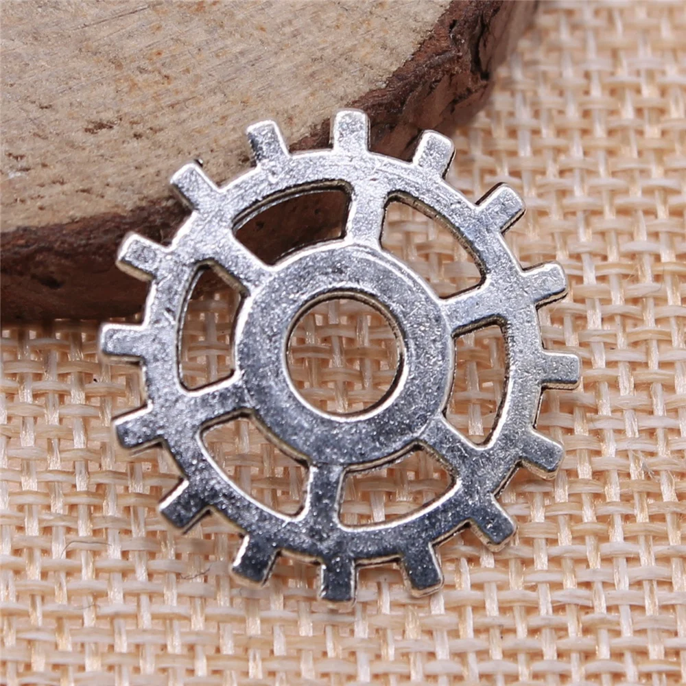 WYSIWYG 10 sztuk bransoletki Charms Steampunk biegów 2 kolory antyczne srebro kolor antyczny brąz kolor 25mm ze stopu metali biżuteria DIY akcesoria — zdjęcie 6
