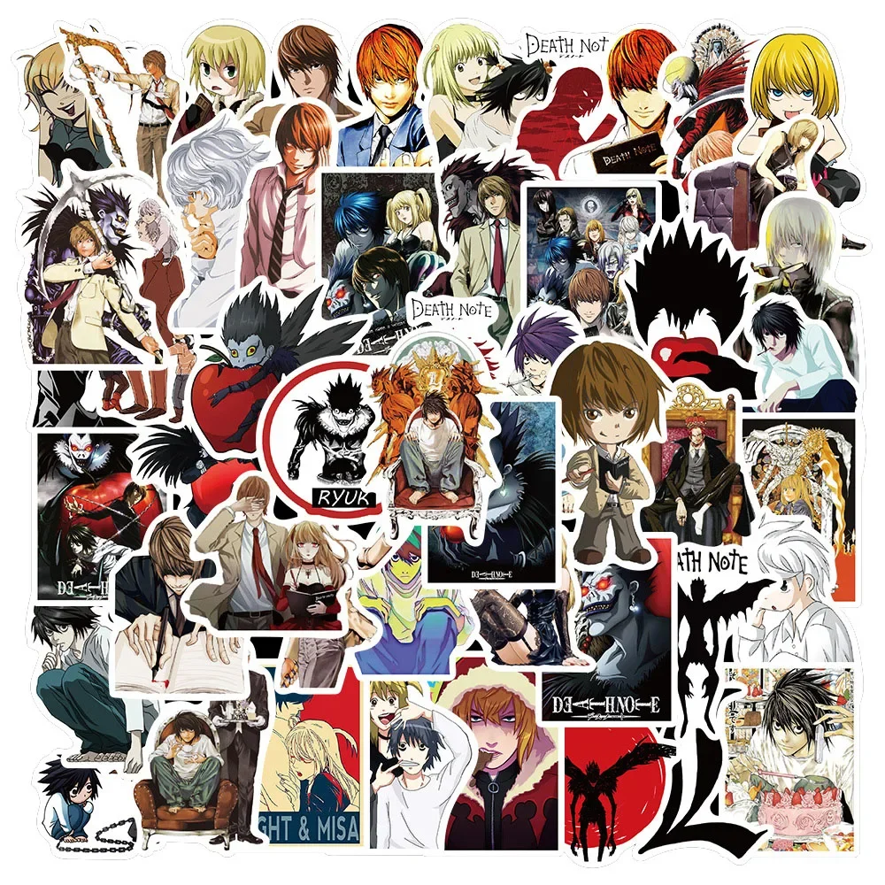 Decoración personalizada de la serie Death Note, pegatinas impermeables de grafiti, 10/30/50 piezas, para cuaderno, refrigeradores, venta al por mayor