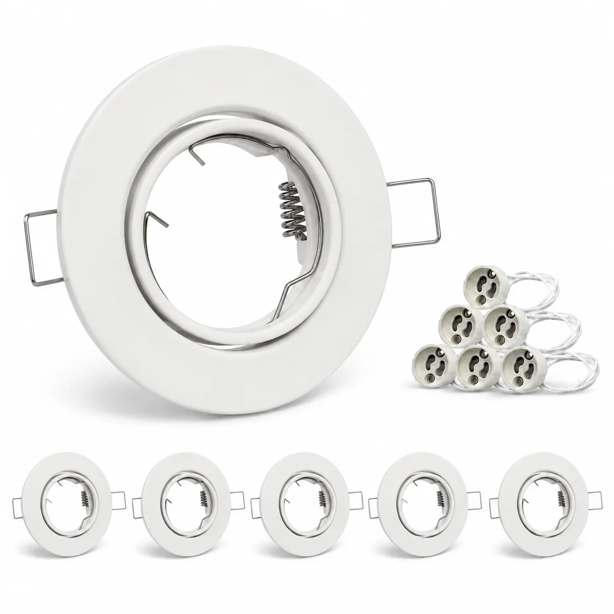 JOYINLED Ceiling Spotlight 6 Pack GU10 Round White Recessed Ceiling Light for Kitchen Staircase Restaurant Museum Library