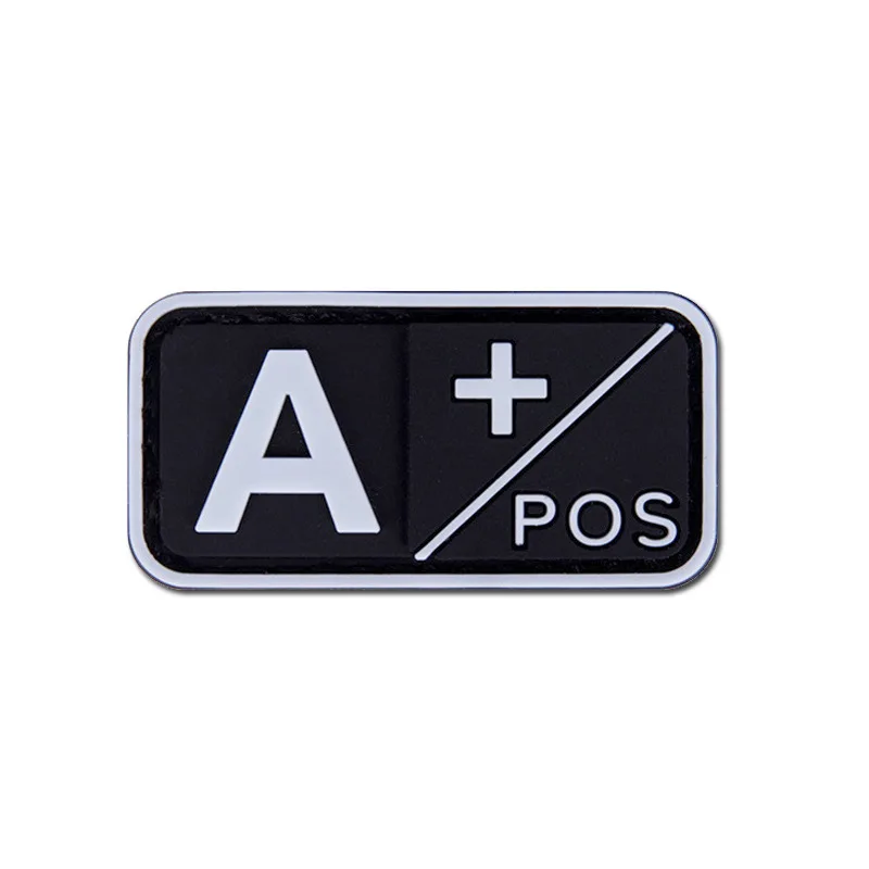 A B AB O Rh + - Positive Negative 3D PVC Blood Type Patch Military Hook and Loop Sew on Patches Badge for Backpacks 5x2.5cm