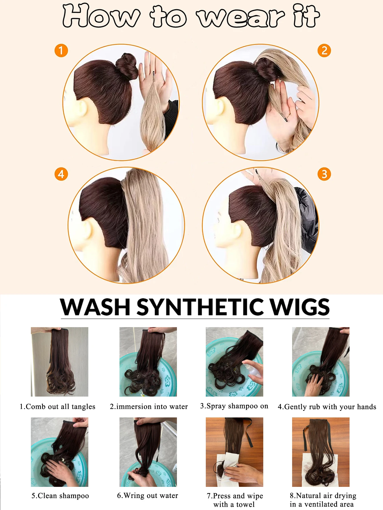 Synthetic 32 Inch Flexible Wrap Around PonyTail Extension Long straight hair  Ponytail Pretty Hair Ponytail Women\'s Wig