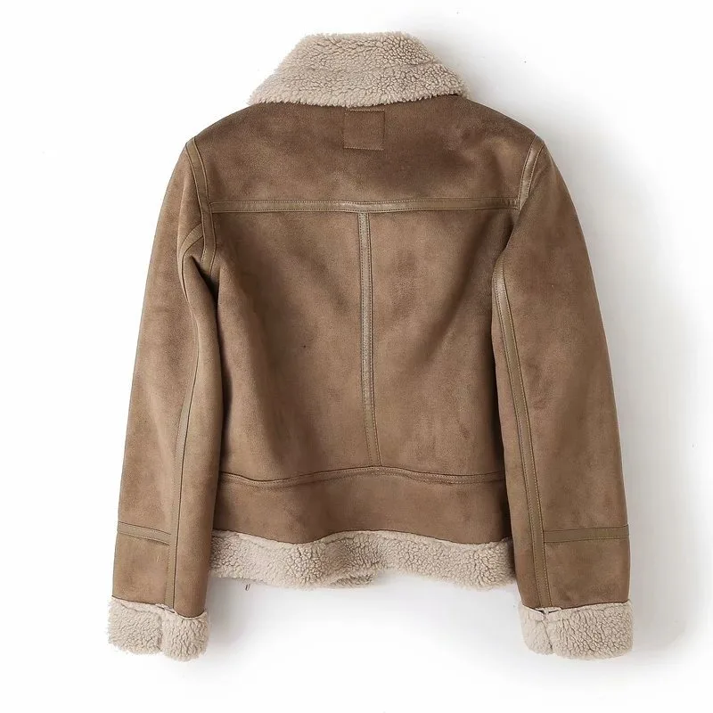 Novità in Cappotti Giacche Abbigliamento invernale da donna Orlo regolabile Giacca in pelle con cerniera Cappotto con risvolti integrati in pelliccia ispessita foderato in pile