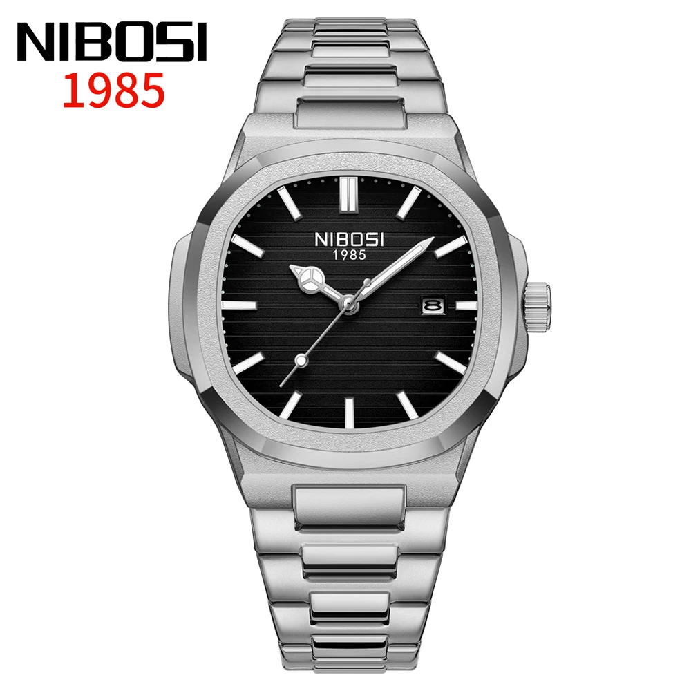 

High Quality Stainless Steel Male Fashion Square Quartz Watches Business Classic Retro Brand Date Luminous Waterproof Men Watch
