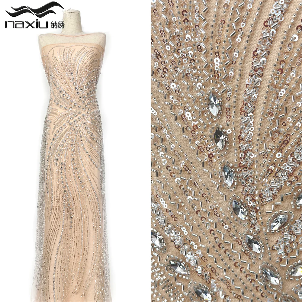 

Madison 2026 Luxurious Nigerian African Stones French Lace Fabric with High Quality Sequins Embroidery Beaded for Dress Sewing