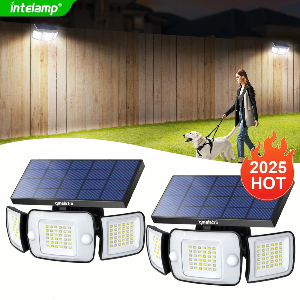 Luci solari da esterno con sensore di movimento a 3 modalità Lampada da parete super luminosa IP65 Lampione stradale impermeabile per garage da giardino