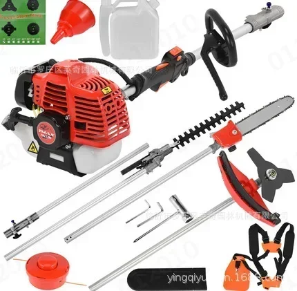 Multi-Function Gasoline Lawn Mower Hits Grass High Branches Saw Hedge Shears Small Loose Soil Ditching Machine