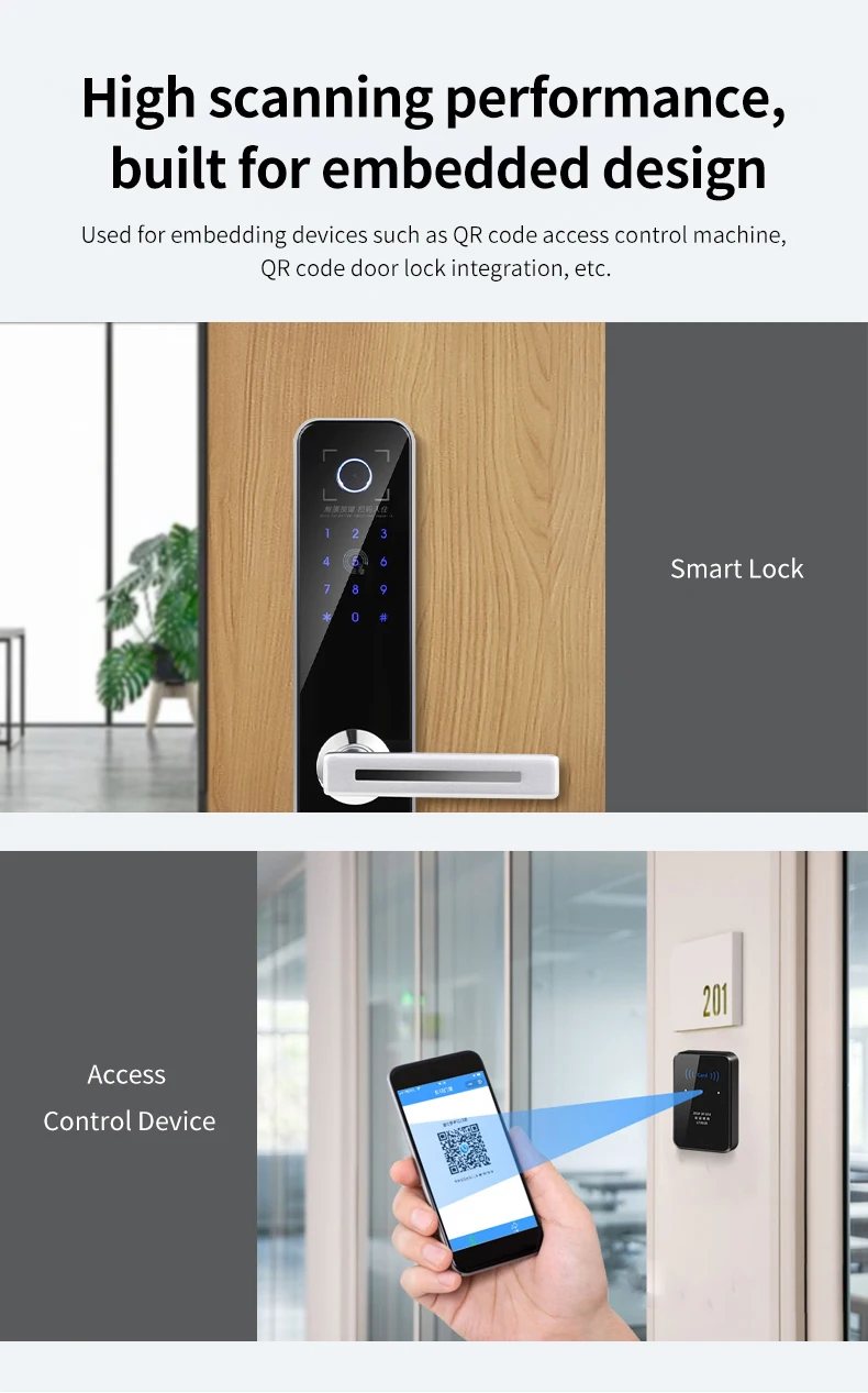 1D 2D Barcode Scanner Motor für Zugangskontrollterminal QR Code Türschloss Integration Close Range Instrument Ausrüstung