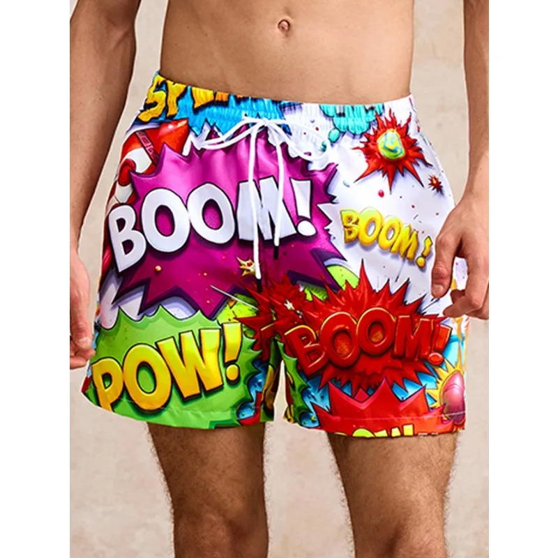 

Graffiti Pattern Board Shorts Men 3D Printing Casual Drawstring Trunks Man Summer HawaiianBeach Quick Dry Leisure Shorts Male