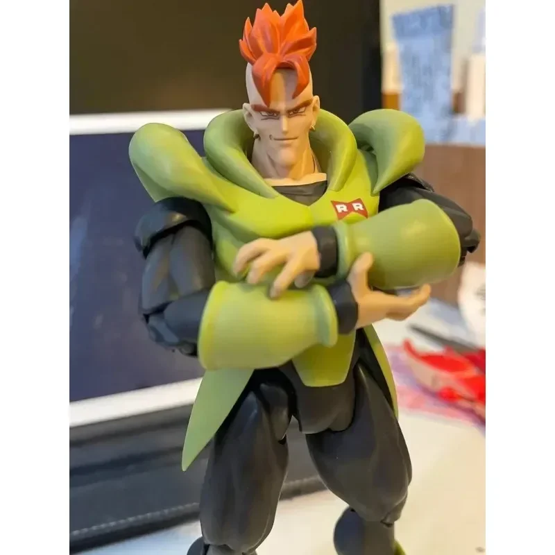 En Stock Original Bandai Dragon Ball SHF Sdcc Android 16 figura de acción de Anime montaje genuino juguete de modelos coleccionables regalo de vacaciones