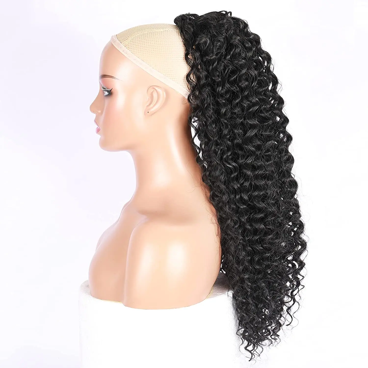 Kinky Curly Ponytail Long Natural Synthetic Drawstring Ponytail Clip-In Hair Extension Wrap Around Afro Hair for Woman