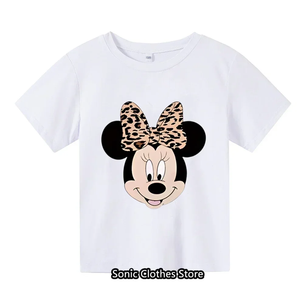 Cartoon Minnie Mouse Print T-shirt for girls aged 3-14 Summer Children's Fashion T-shirt