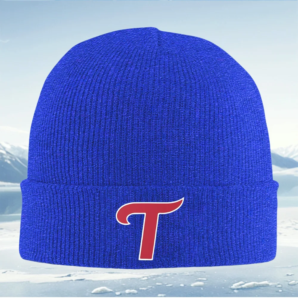 Lettre rouge avec contour blanc sur noir hommes femmes unisexe tricoté chapeau bonnet pull casquette hiver thermique chaud noël extérieur Cy