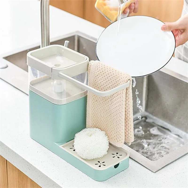 Press The Automatic Liquid Detergent Box, Three-In-One Sink With Towel Bar Rack