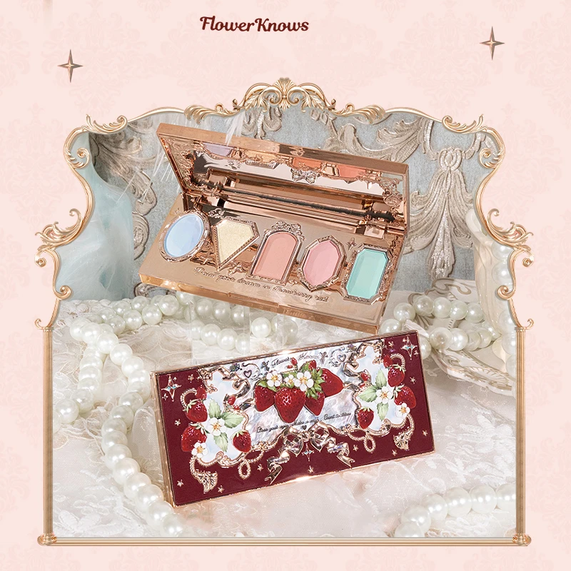 Flower Knows Strawberry Rococo Series Eye Shadow 5 Color Matte Pearlescent Mashed Potato Texture Eyeshadow Makeup Cosmetics