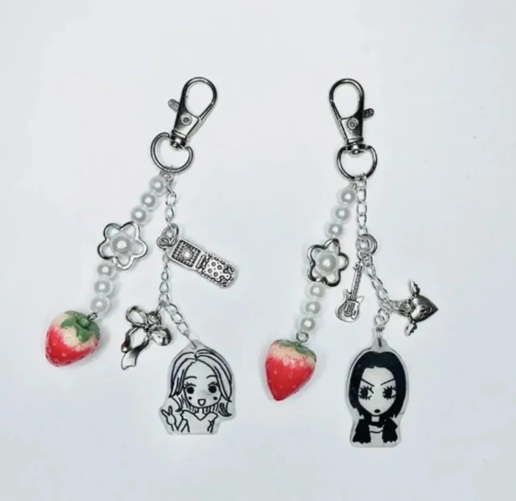 Anime NANA Keychain Handmade Alloy Sweet Cool Style Oosaki Nana Komatsu Nana Strawberry Decorative Accessories Ornament