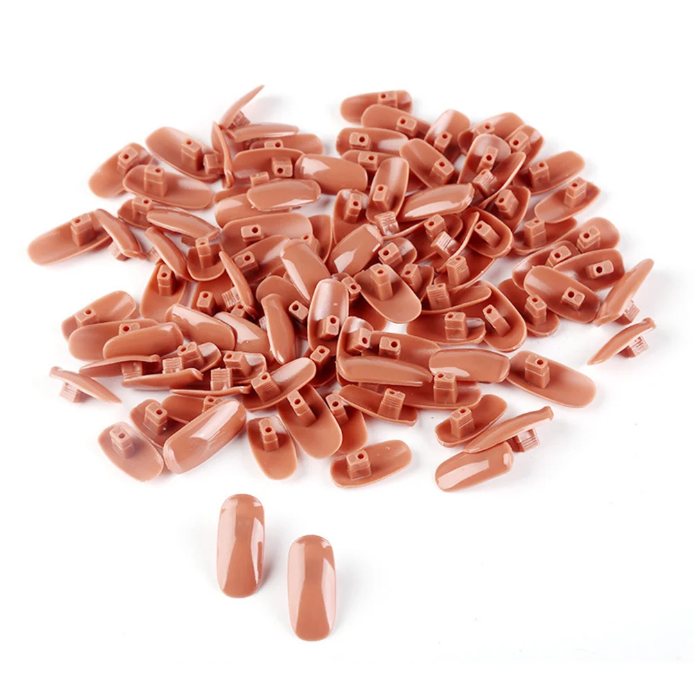 200 Pcs Stickers Nail Exercise Tip 270X120X020CM False Tips Brown Fake Artificial Fingernails