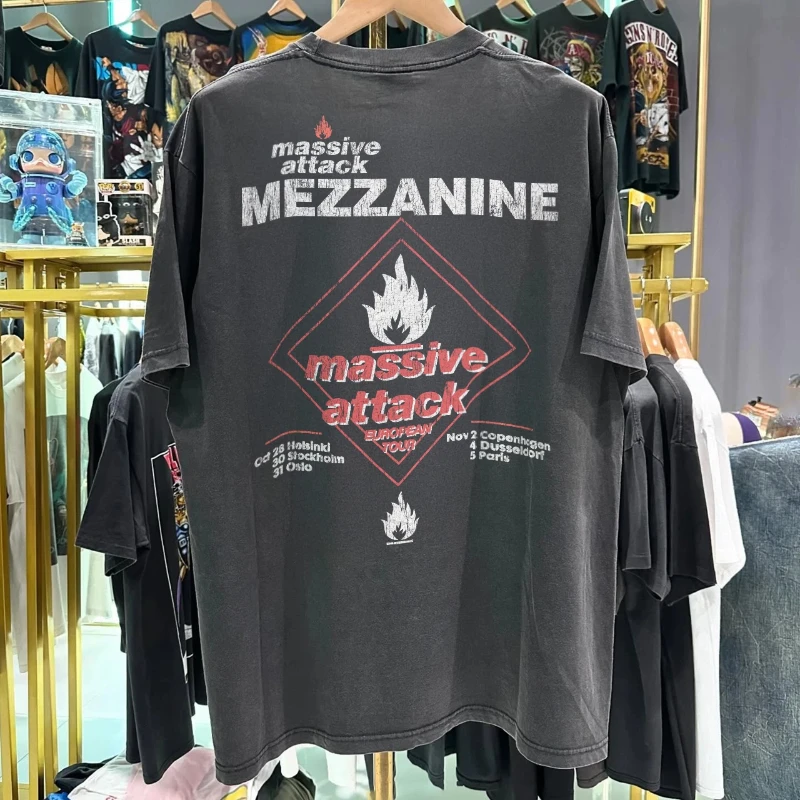 1998 Massive Attack Mezzanine Euro Tour Faded T-Shirt Schwarz S-4XL Vtg Shirt Graphic 2026 Sommer Neu Damen – Detail 4