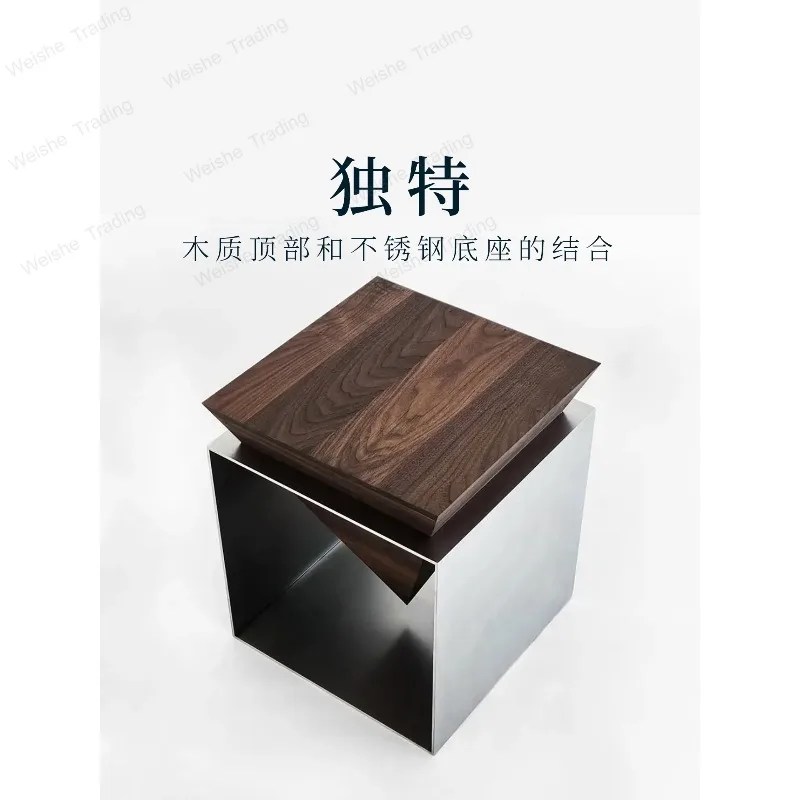 Medieval designer sofa edge few high-end light luxury master stainless steel solid wood living room minimalist artistic edge few